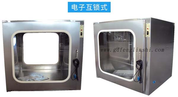 電子互鎖傳遞窗內(nèi)部采用集成電路，電磁鎖， 控制面板，指示燈等實現(xiàn)連鎖